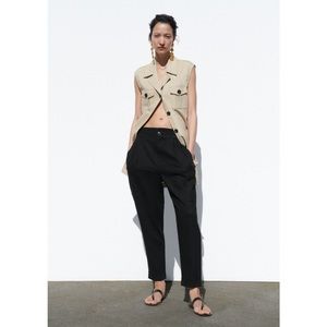 𝗡𝗪𝗧 𝗭𝗮𝗿𝗮 •  Baggy Linen Blend Pants High Waist Pleated Size 40 (8 US)
